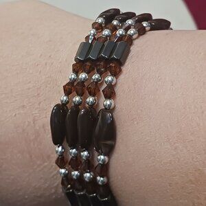 Palm Beach Jewelry Red/Brown Magnetic Convertible Necklace/Bracelet